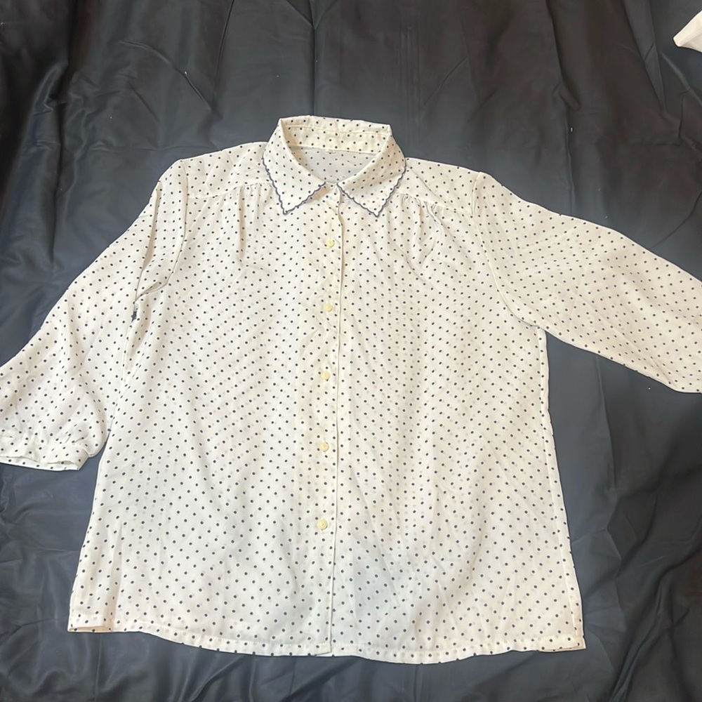 Women’s white and black polka dots formal shirt